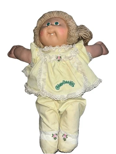 Cabbage Patch Doll Vintage 1982 Original Clothing Blonde Hair Green Eyes