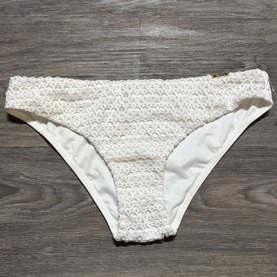 Sapph White Eyelet Bikini Bottom Medium Lined Swimwear Cottagecore Boho Lace