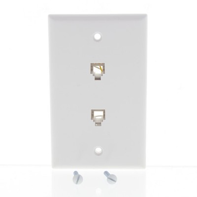 Leviton40266-W White Dual 6-Wire Telephone Jack Flush Wallplate 6P6C Type 625B3