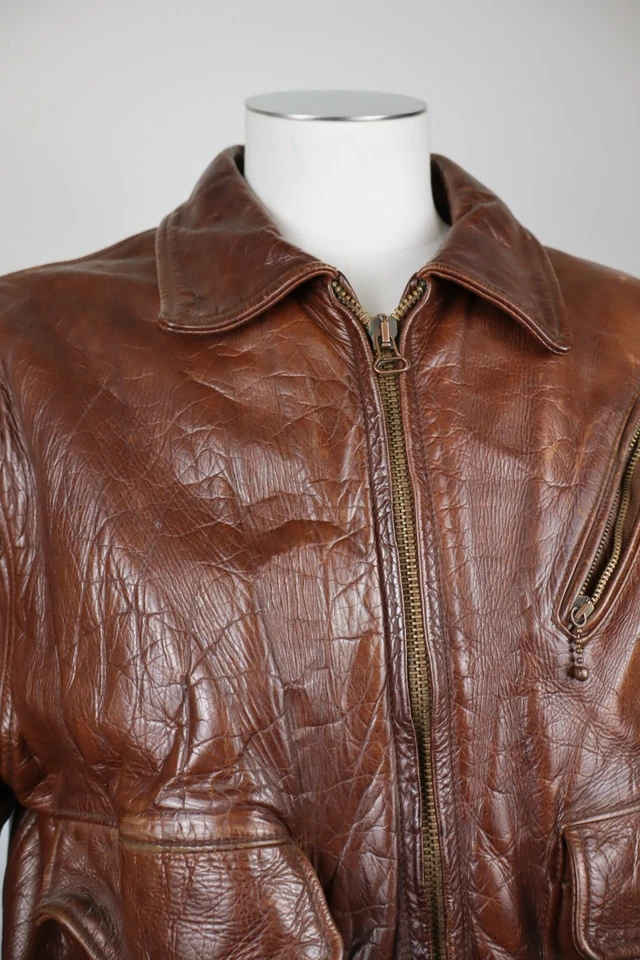 Energie Giubbino Pelle Trapuntato Uomo Tg M Man Vintage Leather Jacket Casual - Image 4 of 4