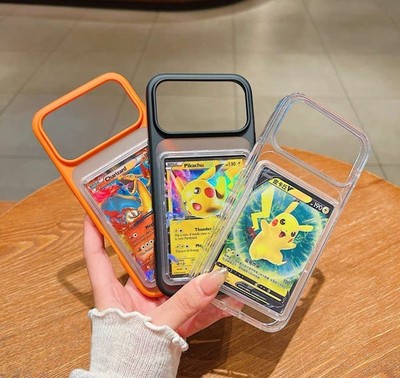 PHONE CASE for IPHONE - CARD HOLDER fits TCG POKEMON ONE PIECE YUGIOH SPORTS CCG