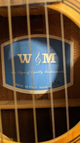 WM Acoustic Guitar 6 Strings Made On Italy No 500 Dreadnought 4/4 Size 41 1/2" - Picture 3 of 17