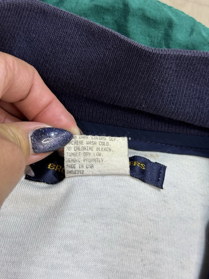 Vintage Brooks Brothers Colorblock Windbreaker Jacket Men’s L Navy Green USA - Image 4 of 4