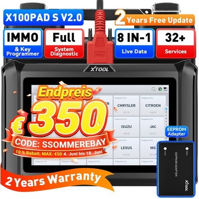 XTOOL X100 PADS 2.0 Auslesegerät KFZ OBD2 Diagnosegerät IMMO Key Programmier NEU
