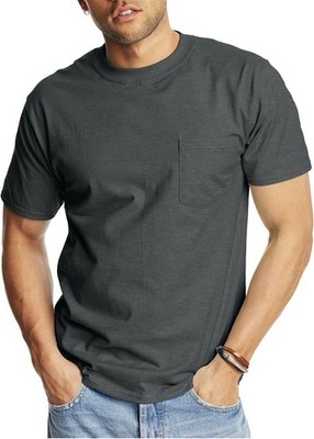Hanes Beefy-T Unisex Pocket T-Shirt, 1 Pack, size 3XL Dark Gray No Tag