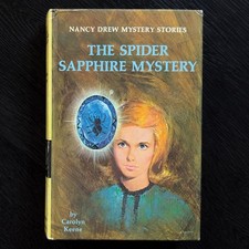 45 The Spider Sapphire Mystery Nancy Drew Mystery Books -1968 (white-endpages)