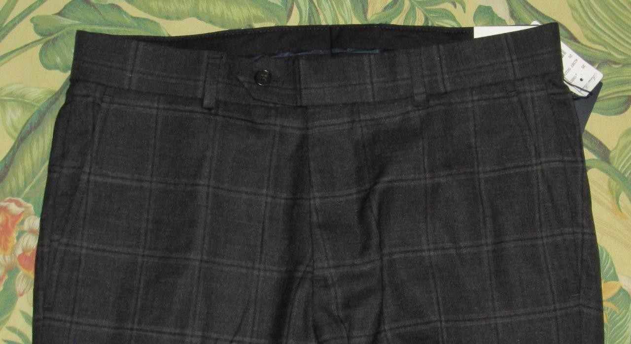 $248 BROOKS BROTHERS Grey Merino Wool Windowpane Dress Pants 30 x 30 NWT thumbnail 2