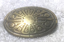 Small Oval Starburst Flowers Solid Brass Buckle W Brand USA Made Great Shape 2