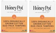 The Honey Pot Company, Organic Cotton Core Duo-Pack Applicator Tampons 18ct Lot
