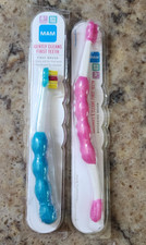 MAM Learn To Brush Baby Toothbrush Set 3 mo. 6mo. BPA Free Pink Green Lot