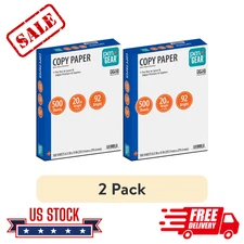 (2 pack) Pen + Gear Copy Paper, 8.5" x 11", 92 Bright, White, 20 lb., 1 Ream (50