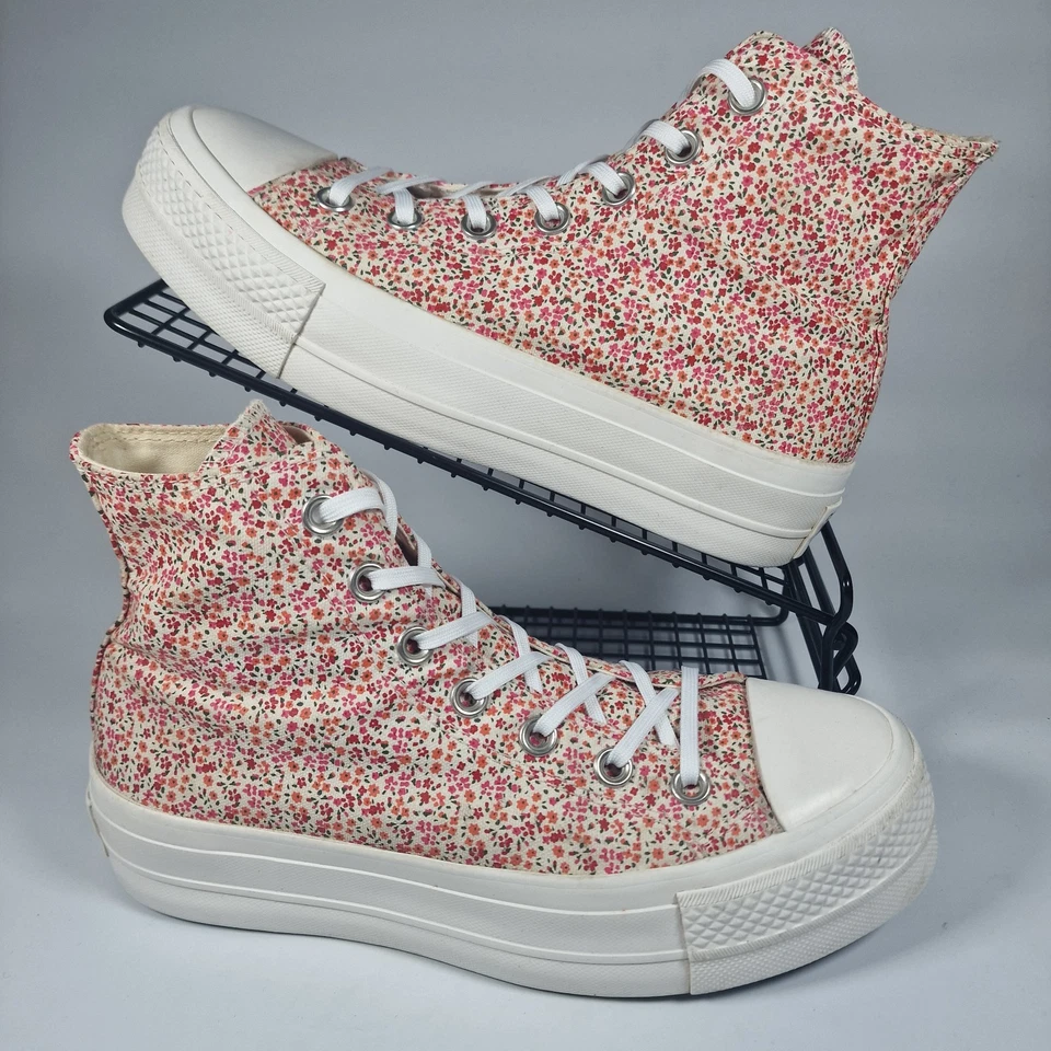 Converse Trainers Women Platform Size 5 Chuck Taylor All Star Lift Ditsy Floral - Image 2 of 4