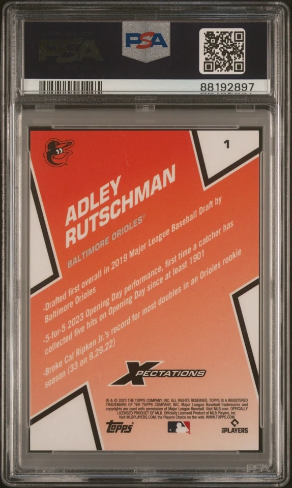 2023 Topps Xpectations #1 Adley Rutschman Cyber Cyan Rookie /10 PSA 10 - Image 2 of 2