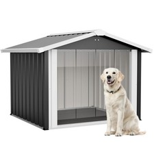 Metal Dog House for Large Dogs, Durable Waterproof Dog Kennel with Steel Fram...