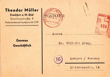 Absenderfreistempel - All. Zone - Postkarte - Frankfurt/M - AFS aptiert - 1945