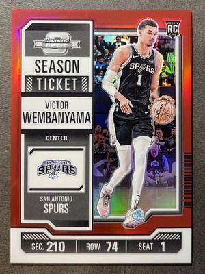 Victor Wembanyama 2023Contenders Optic #56 Season Ticket - Red Rookie RAW