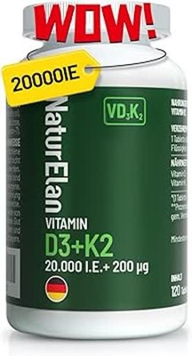Vitamin d3 k2 20000I.E. + Vit K2 MK7 200 mcg -  120 Vegetarische Tabletten