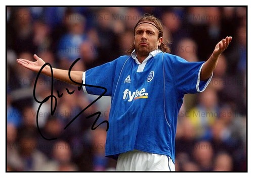 12534. Christophe Dugarry Signed Pictures (A4 Prints) Birmingham France etc.