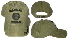 U.S. Navy Disabled Veteran Olive Green Adjustable Embroidered Cap Hat - Licensed