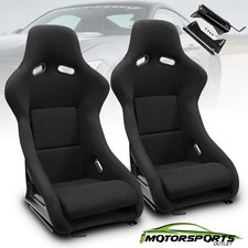 Universal Black Leftright Fabric Fabric Sport Style Racing Seatsslider Pair