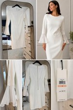 Calvin Klein Cream White Half Sleeve Elegant Dress Size 2 NWT