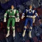 Two VTG 1993 Bandai Power Rangers Flip Head Green & Blue  ‘93