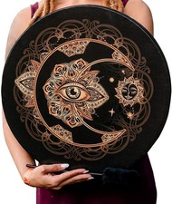 10" Moon Phases Meditation Hand Drum Set With Drumstick - Sound Healer Shaman...