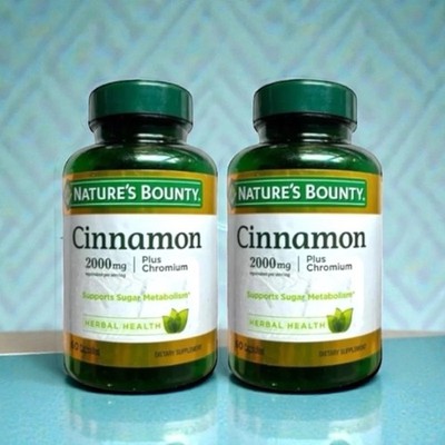 2 Pack, Nature's Bounty Herbal Health Cinnamon + Chromium Capsules, 2000 mg,
