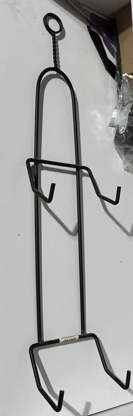 Vintage Plate/picture Hanger Wall Display Black Metal Vertical 2 Tier 22” Tall