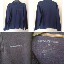 Realtree Men's Medium Sweatshirt Quarter-Zip Navy Blue Embroidered Logo Gorpcore