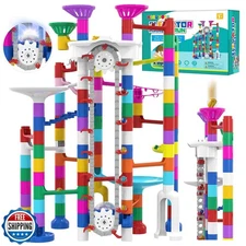KERUVOTA Big Motorized Marble Run - Construction Building Blocks Toys 220Pcs 