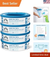 Amazon Brand - Diaper Pail Refills for Diaper Genie Pails, Unscented, 1080 Co...