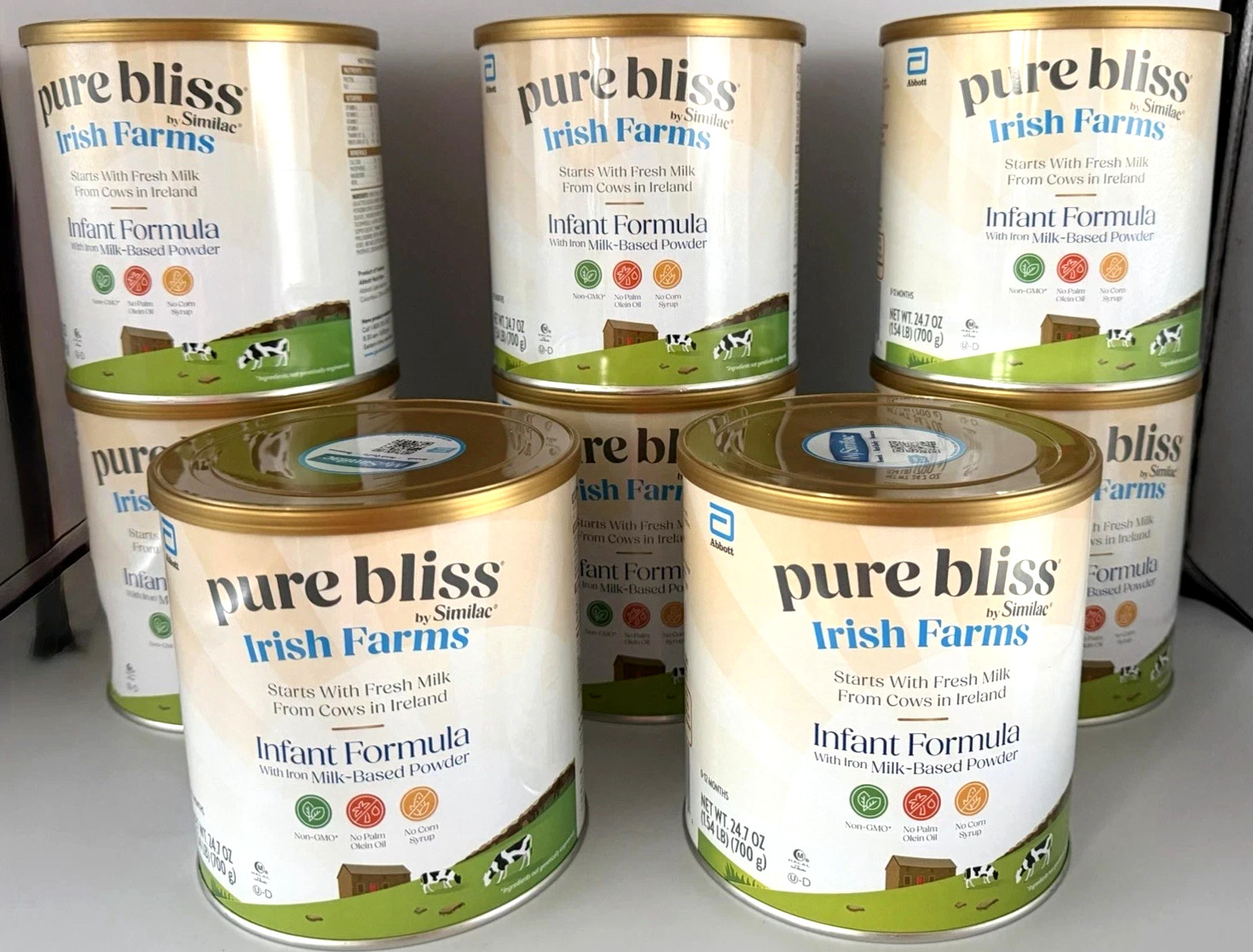 8 PACK Similac Pure Bliss Non-GMO  Infant Formula W/Iron 24.7oz  Irish Farms NEW