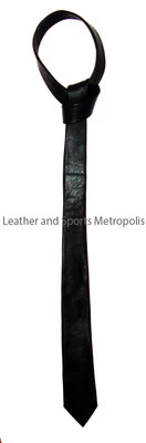 LEATHER AND SPORTS METROPOLIS Stilvolle schwarze Lederkrawatten