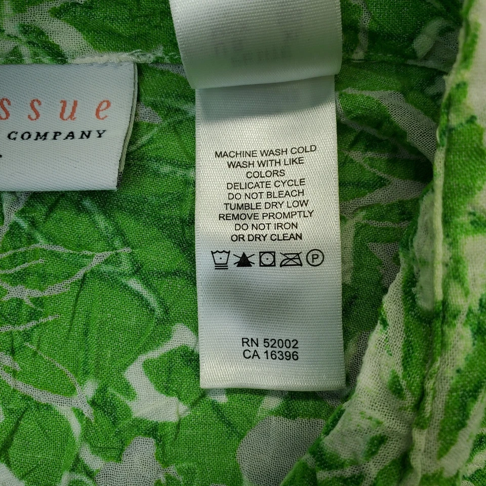 First Issue 衬衫女式 Petite XL 绿色夏威夷领菠萝纽扣 — 第 4/4 张图片