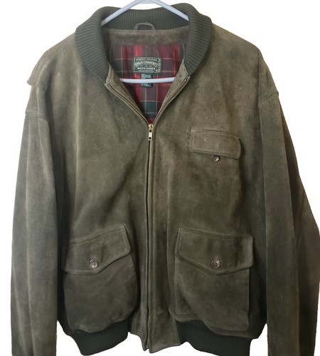Vintage Polo Country Ralph Lauren Leather Suede Bomber Jacket Mens XL Green - Picture 2 of 23