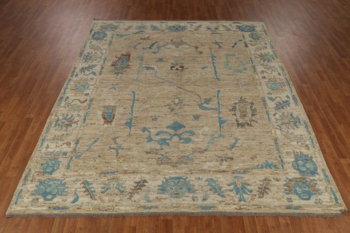 Vegetable Dye Turkish Authentic Oushak Rug Hand-Knotted 8x10 ft Gold Color - Picture 3 of 21