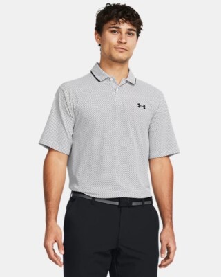 Size 3XL- Under Armour Men's UA Iso-Chill Verge Golf Polo, White/Halo  Grey/Black