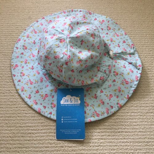NWT Jan & Jul Gro-With-Me Girls Large Rose Cotton Floppy Hat 2-5 Yrs Up To 20.9”