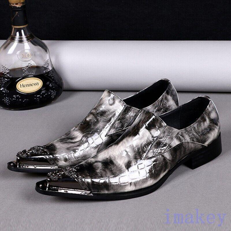SAOLA Scarpe slip on uomo metallo a punta pelle business eleganti formali matrimonio