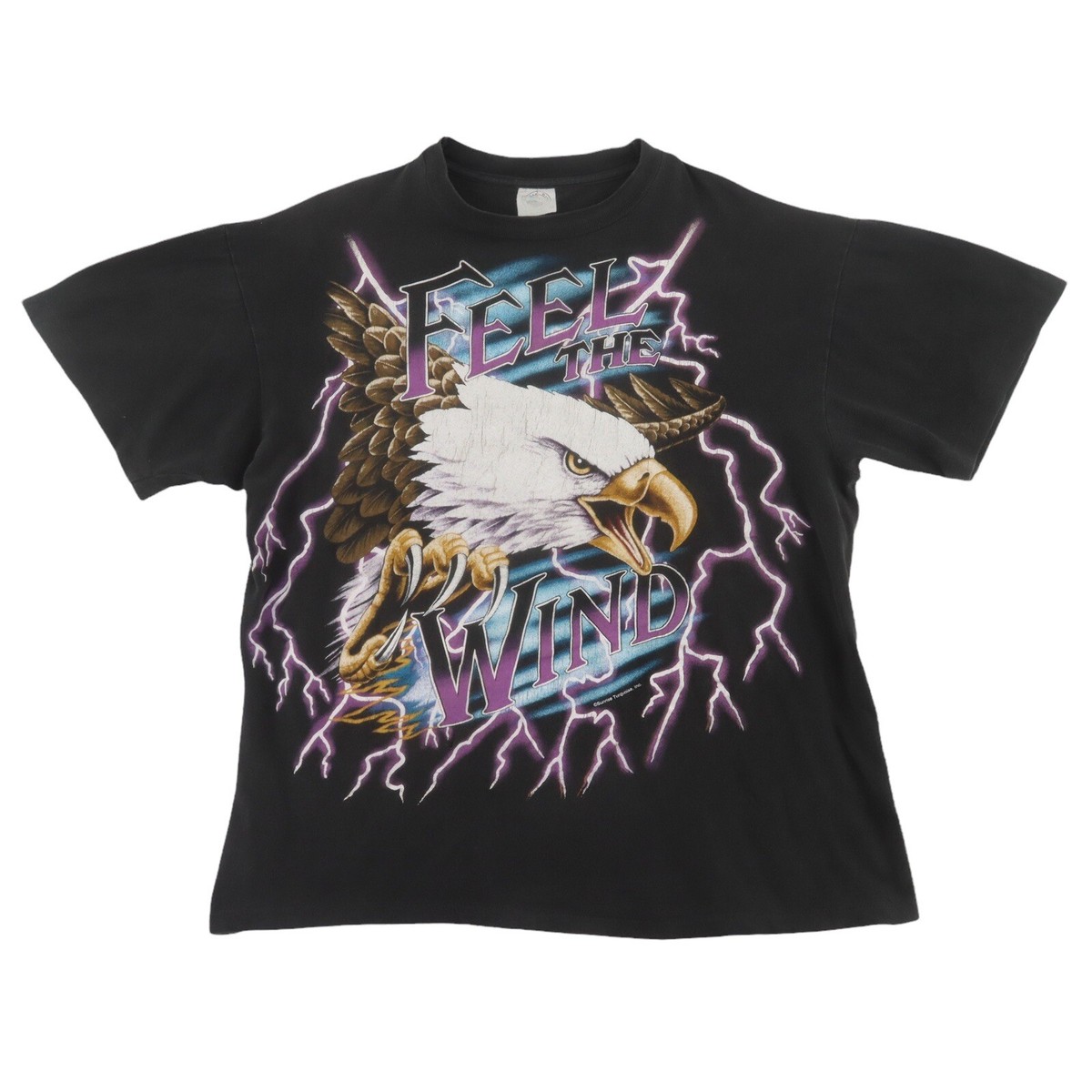 USA THUNDER Tシャツ FEEL THE WIND アメリカンサンダー Vtg 90s All Over Print Feel The Wind T Shirt American