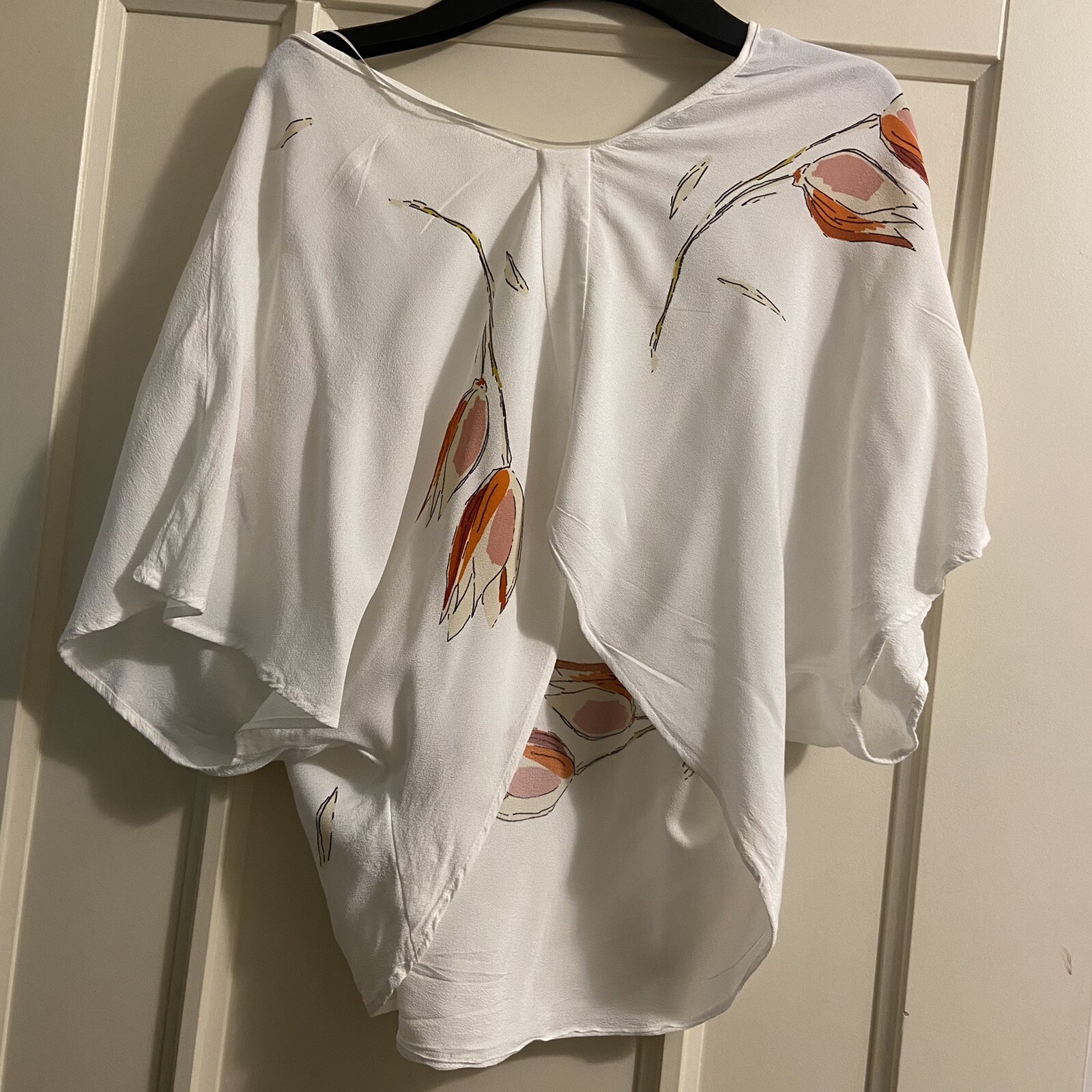 Zara Basic Collection White Open Back Blouse With Pin… Gem