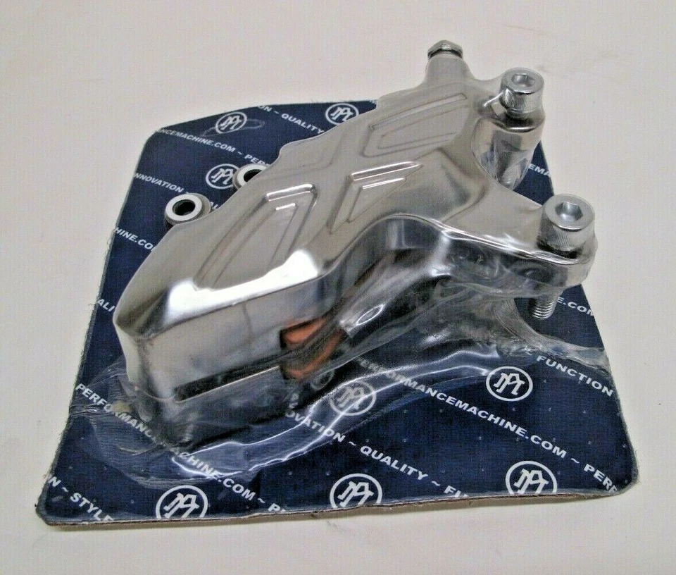 PERFORMANCE MACHINE 6-PISTON CHROME FRONT BRAKE CALIPER RIGHT 13" ROTOR 2000-UP - Image 4 of 4