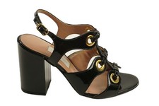 Nuovo sandalo L'Autre Chose Vernice taglia 37 nero vernice occhielli slingback