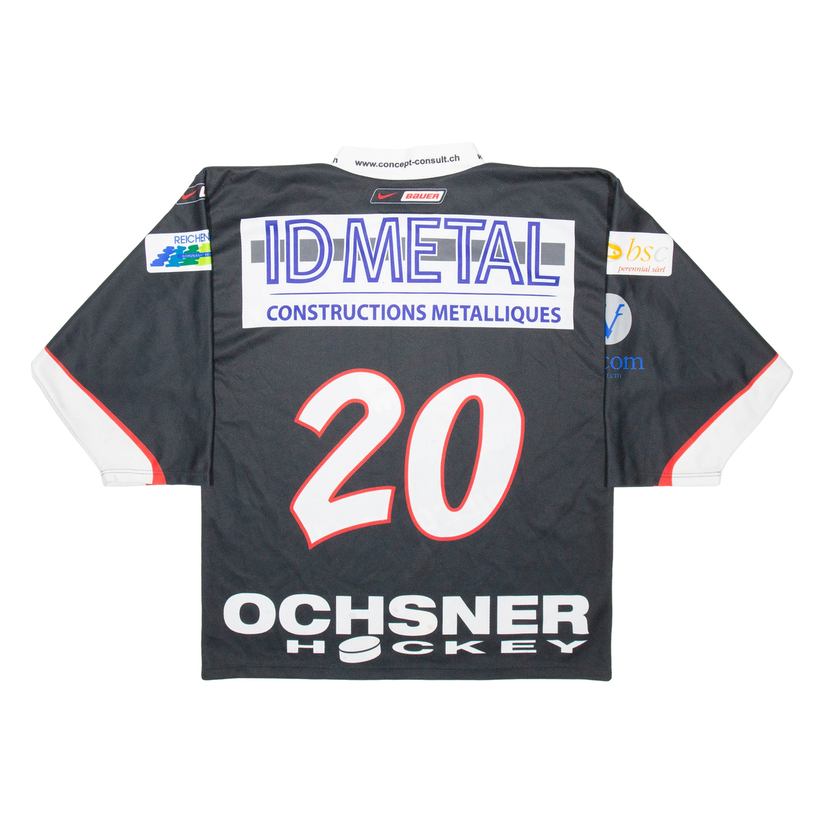 Maillot De Hockey OCHSNER Homme Manches Longues – Noir, Col V, Taille 2XL
