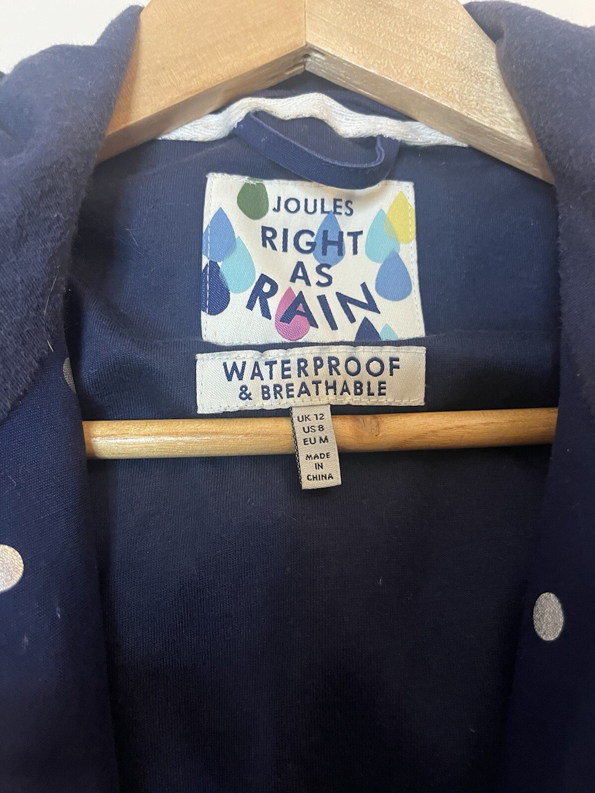 Joules  Right As Rain Coast Blue Casual Hooded Jacket UK12 image 4