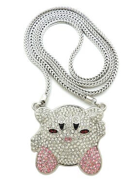 NEW ICE BLING MARIO KIRBY PENDANT WITH 4mm 30'' FRANCO CHAIN.