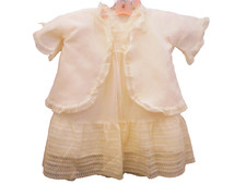 Vintage Antique Baby Dress-Slip-Jacket-Sheer w/ Lace Ivory Read-Measurements 1