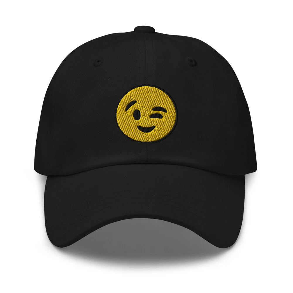 Winking Face Emoji Embroidered Baseball Cap Wink Emoticon Dad hat