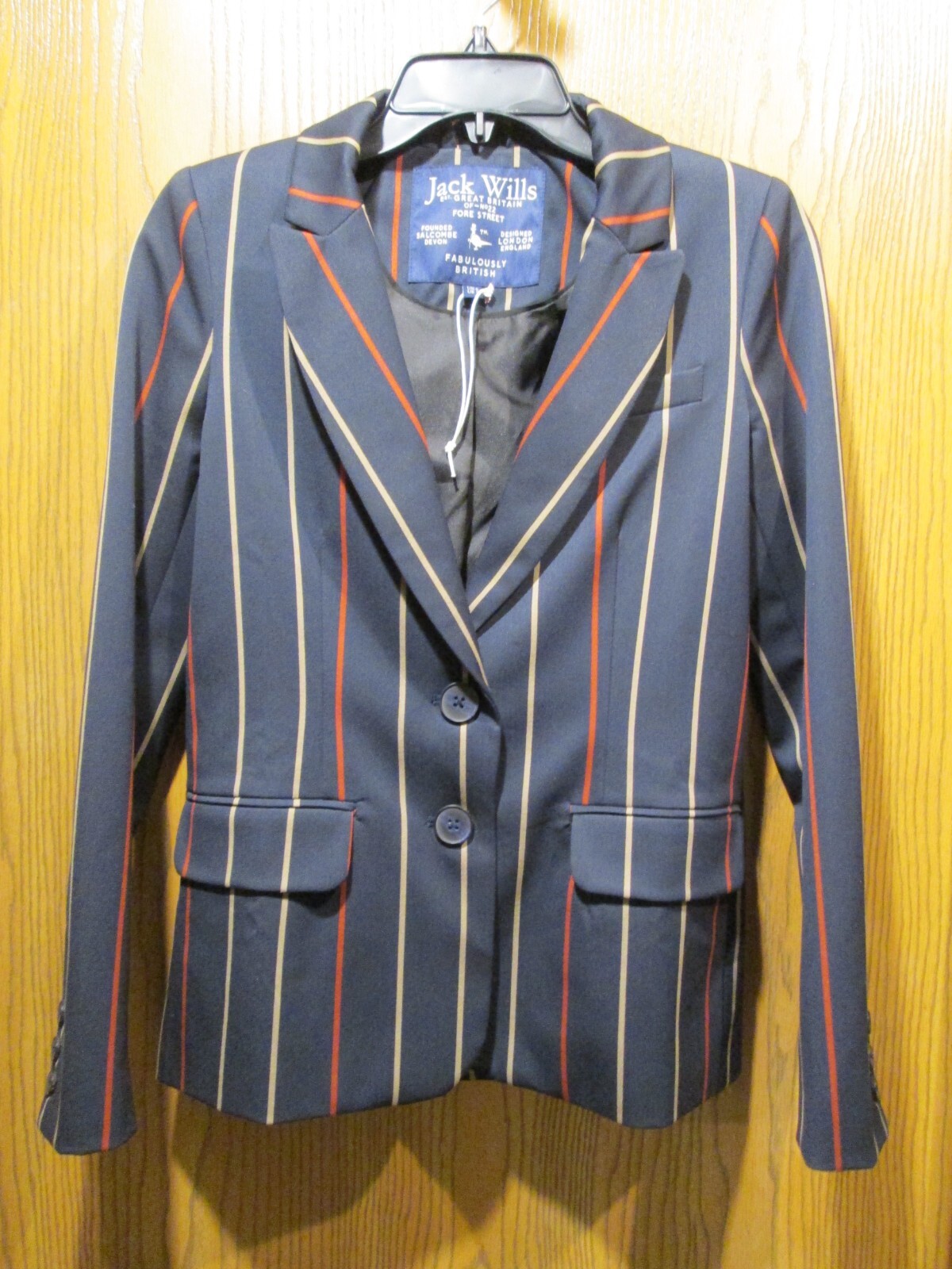 Jack Wills Women's Navy Blue Striped Blazer Jacket Size US 2/ UK 6 NEW